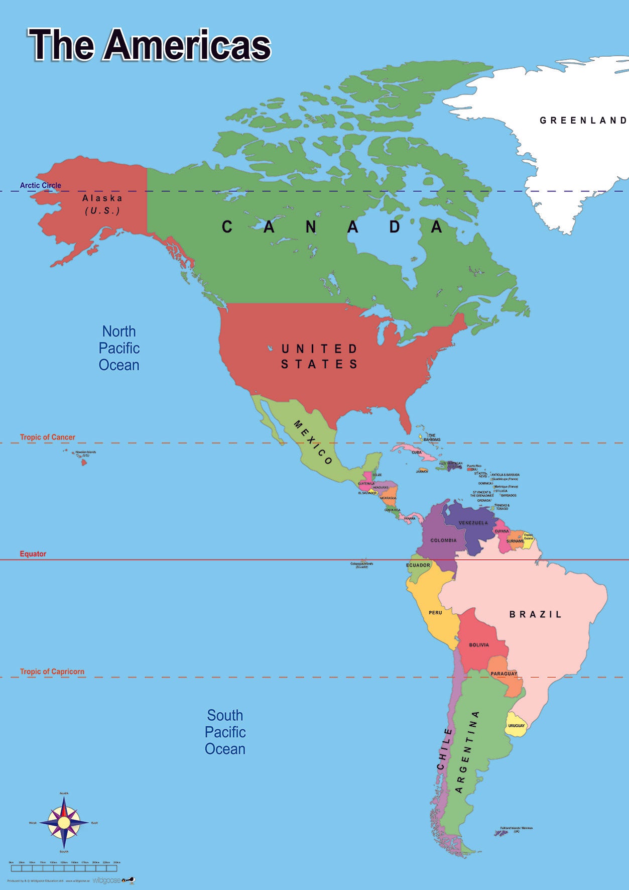 Simple Map - THE AMERICAS - Size A1 – Southern Cross Educational